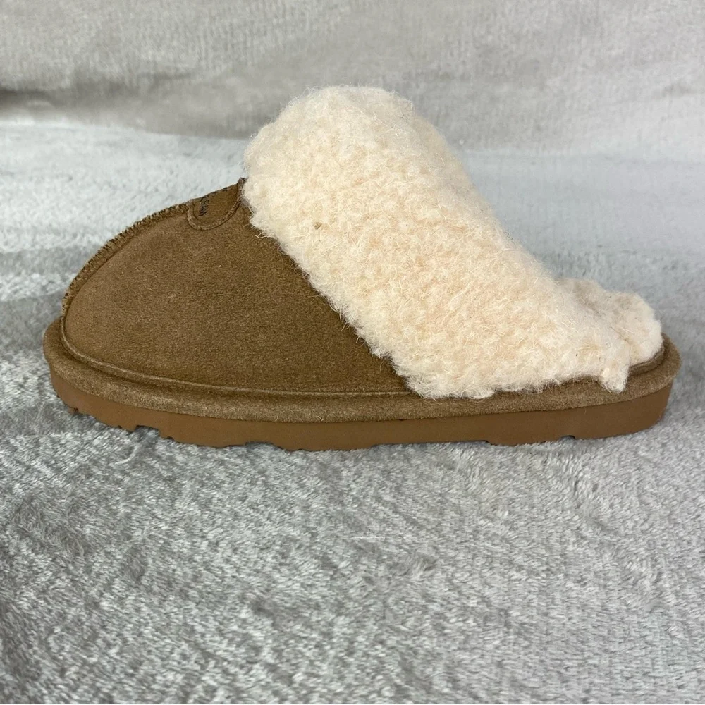 Bearpaw‎ Slipper Shoes Youth Size 13 Brown Suede Shearling Lined Clog Mules NEW
